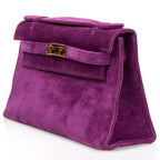 Kelly Pochette Doblis (Suede) Violet Purple Clutch Bag Gold