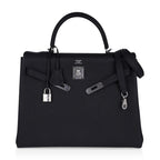 Kelly 35 Bag Black Retourne Togo Palladium Hardware New