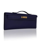 Kelly Cut Bag Blue Encre Swift with Gold Hardware
