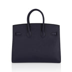 Birkin Sellier 25 Bag Blue Indigo Epsom Leather with Palladium Hardware