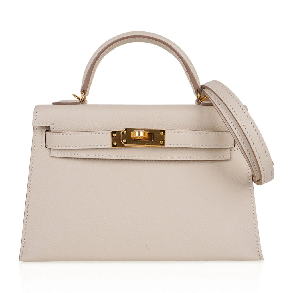 Kelly 20 Mini Sellier Bag Craie Epsom Leather with Gold Hardware