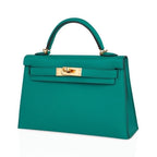 Kelly 20 Mini Sellier Bag Jade Epsom Leather Gold Hardware New w/Box