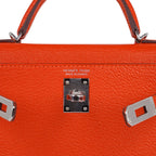 Kelly 20 Mini Sellier Bag Orange Feu / Rose Eglantine Chevre Bi-Color New w/Box
