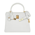 Kelly 28 Retourne Bag White Clemence Leather with Gold Hardware