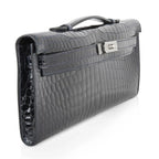 Kelly Cut Diamond Blue Marine Crocodile Bag Exquisite Clutch