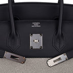 Birkin Fray Fray 35 Bag Black Swift Leather / Toile Limited Edition