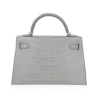 Limited Edition Mini Kelly 20 Sellier Matte Gris Perle Alligator Bag Palladium Hardware