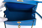 Vintage Kelly 20 Sellier Mini Blue de France Courchevel Gold Hardware