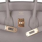 Birkin 25 Bag Gris Asphalte Novillo Leather Gold Hardware