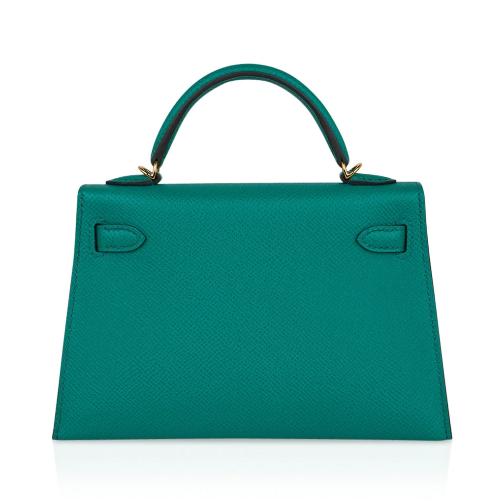 Kelly 20 Mini Sellier Bag Jade Epsom Leather Gold Hardware New w/Box