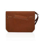 Kelly Depeches Touch Pouch 25 Bag Fauve Barenia Faubourg Leather and Gold Matte Alligator with Palladium Hardware