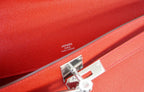 Kelly Cut Bag Clutch Rouge Casaque Epsom Palladium