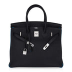 Special Order HSS Birkin 35 Bag Black Turquoise Togo Leather with Brushed Palladium Hardware