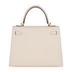 Kelly 25 Sellier Bag Craie Epsom Leather with Gold Hardware