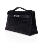 Kelly Pochette Black Doblis Suede Palladium