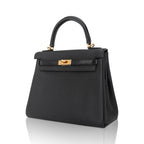 Kelly Touch 25 Retourne Bag Black Lizard Togo Leather Gold Hardware