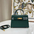 Kelly Cyprus green Cowhide Ostrich Grain Texture gold Hardware