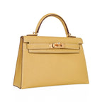 Mini Kelly 20 Sellier Jaune Foin Bag Chevre Gold