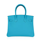 Birkin 30 Bleu Aztec Bag Chevre Leather with Gold Hardware