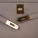 Kelly Cut Bag Gris Asphalte Gray Clutch Swift Gold Hardware