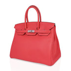 Birkin 35 Bag Rose Jaipur Clemence Leather with Palladium Hardware