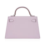 Mini Kelly 20 Bag Sellier Mauve Pale Chevre Leather with Palladium Hardware
