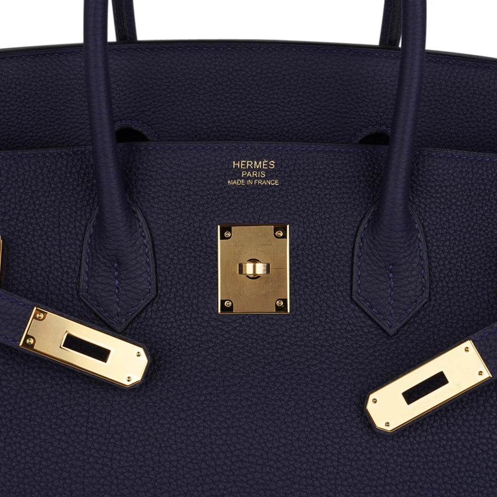 Birkin 35 Bag Blue Nuit Gold Hardware Togo Leather