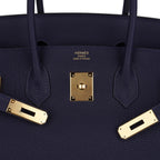 Birkin 35 Bag Blue Nuit Gold Hardware Togo Leather
