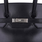 Birkin 35 Bag Black Box Palladium Guilloche Hardware
