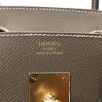 Birkin Sellier 30 Etoupe Epsom Quilted Epsom Leather