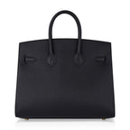Birkin Sellier 25 Black Gold Hardware Epsom Leather New w/Box
