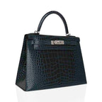 Kelly 28 Sellier Verso Vert Cypress / Vert Jade Bag Alligator Palladium Hardware