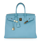 Birkin 35 Bag Blue Atoll Gold Hardware Epsom Leather