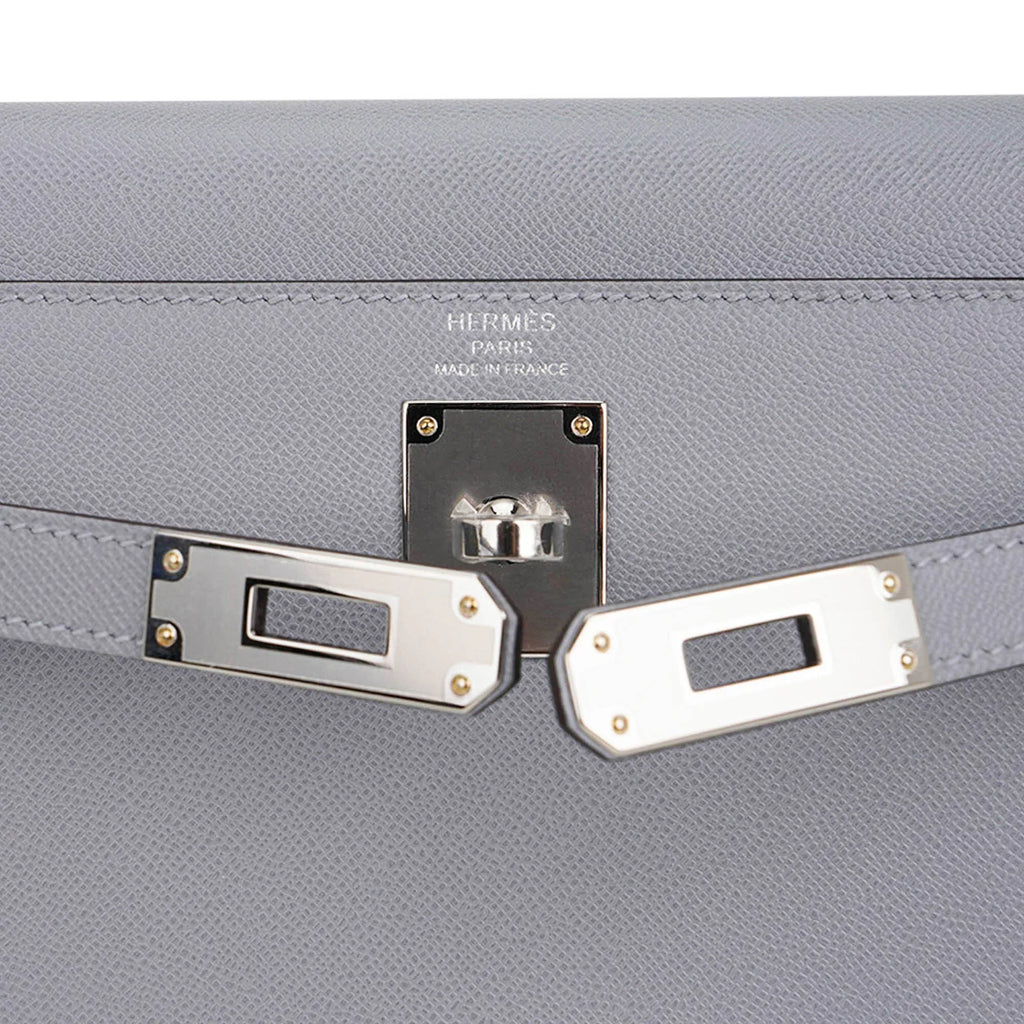 Kelly Elan Gris Pantin Veau Madame Leather with Palladium Hardware