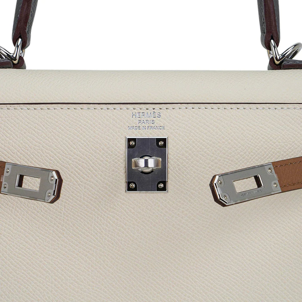 Kelly Sellier 25 Bag Nata Chai & Gris Meyer Epsom Leather with Palladium Hardware