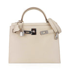 Kelly 28 Bag Sellier Craie Epsom Leather with Palladium Hardware