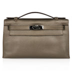Kelly Pochette Metallic Bronze Clutch Bag Chevre Palladium