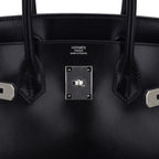 Birkin 30 Black Box Leather Bag Palladium Hardware