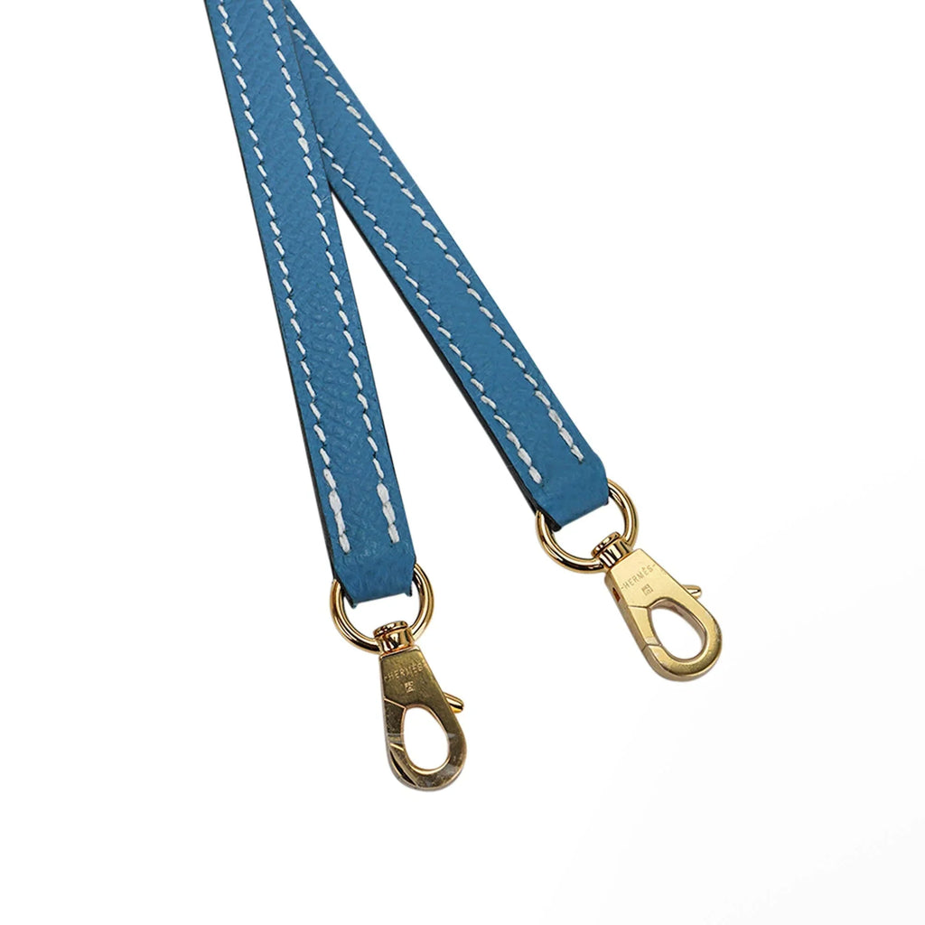Mini Kelly 20 Bag Sellier New Blue Jean Epsom Leather with Gold Hardware