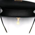 Kelly Sellier Mini 20 Black Ostrich Gold Hardware