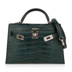 Kelly 20 Mini Sellier Bag Vert Cypress Matte Alligator Palladium