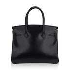 Birkin 30 Black Box Leather Bag Palladium Hardware