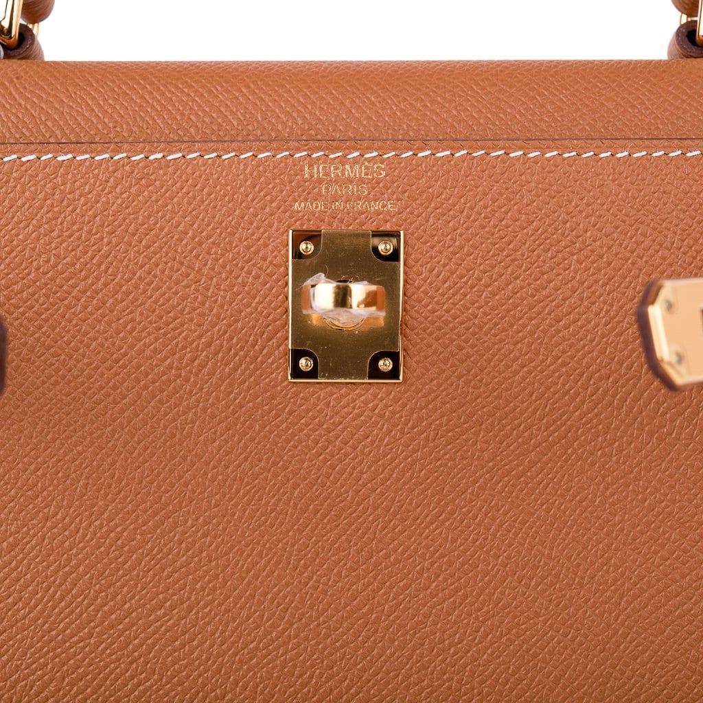 Kelly 25 Sellier Bag Gold Epsom Leather with Gold Hardware