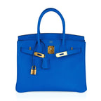 Birkin 30 Bag Bleu Frida Epsom Gold Hardware New w/ Box