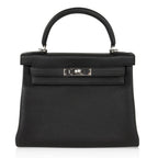 Kelly 28 Bag Black Retourne Togo Palladium Hardware