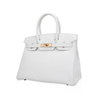 Special Order HSS Birkin 30 Bag White & Orange Clemence Leather with Rose Gold Hardware
