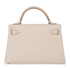 Kelly 20 Mini Sellier Bag Craie Epsom Leather Palladium Hardware New w/Box