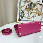 Kelly Sellier 25 Rose Pourpre and Gris Agate Ostrich Brushed Gold Hardware