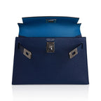 Special Order HSS Verso Mini Kelly 20 Sellier Bag Deep Bleu & Bleu Izmir Epsom Leather with Palladium Hardware