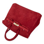 Birkin 25 Doblis Bag Rouge Vif Suede Gold Hardware